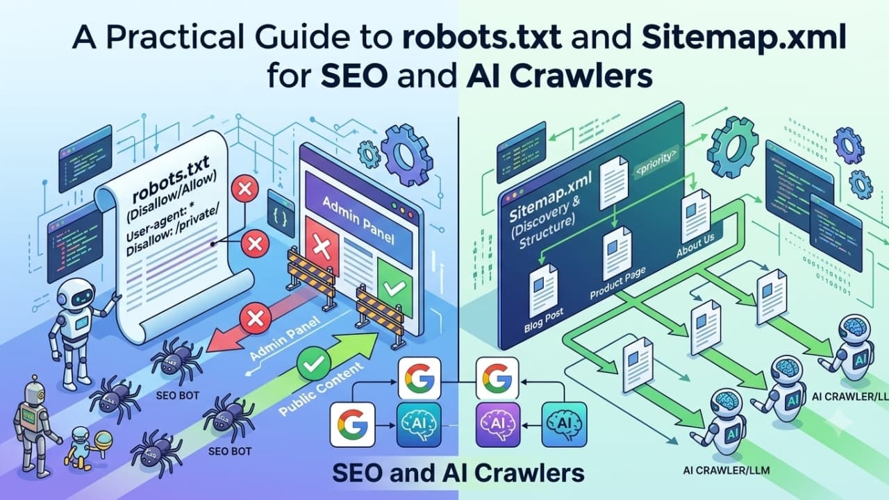 Featured image for "A Practical Guide to robots.txt and Sitemap.xml for SEO and AI Crawlers"