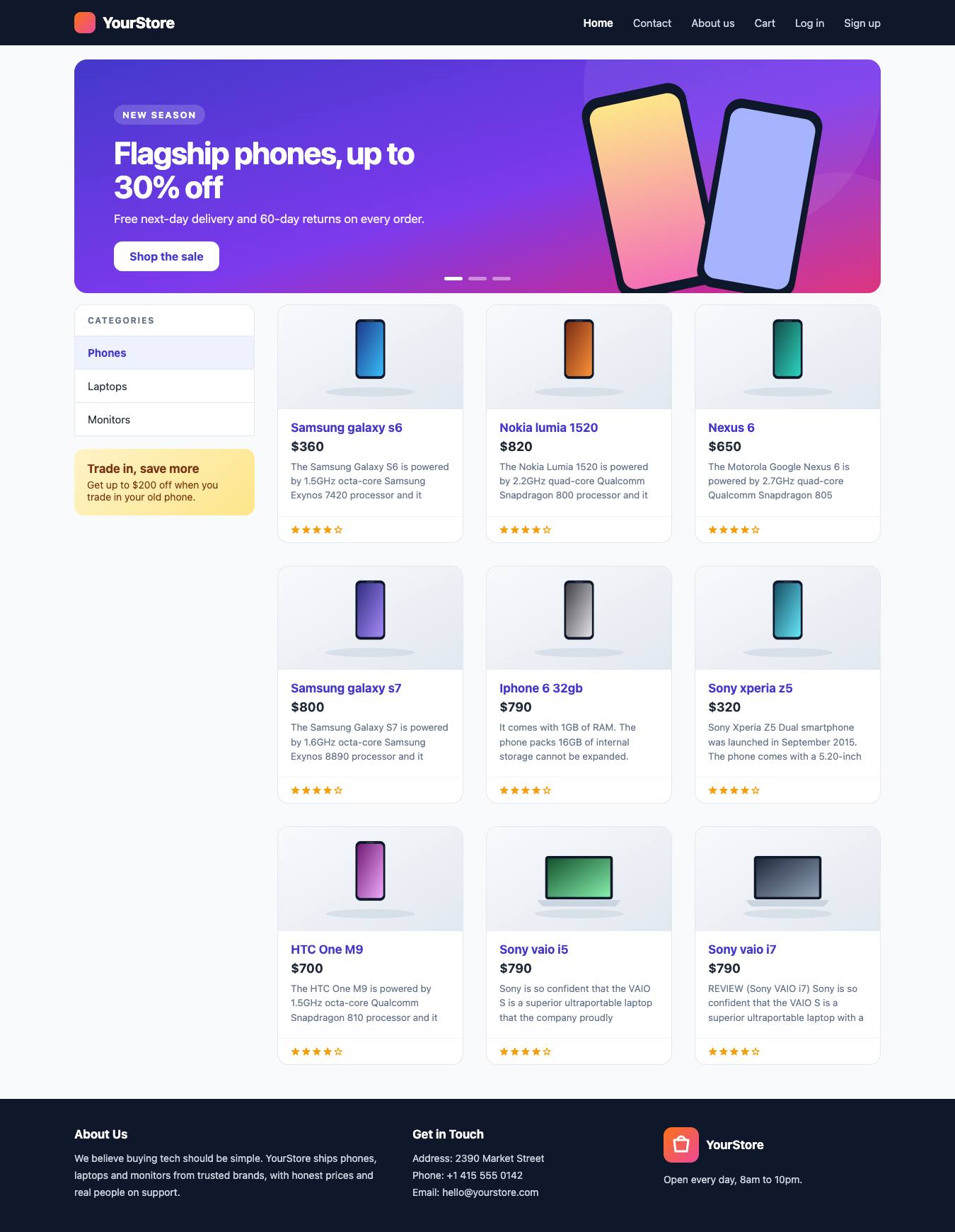 لقطة شاشة للصفحة كاملة من www.yourstore.com مع تحديد مناطق المشكلات